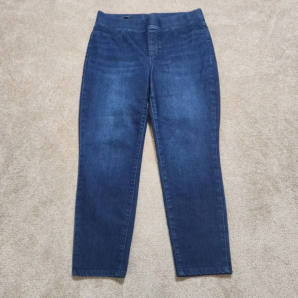 Talbots Jeans Women 12 Dark Wash High Rise Pull On Jeggings